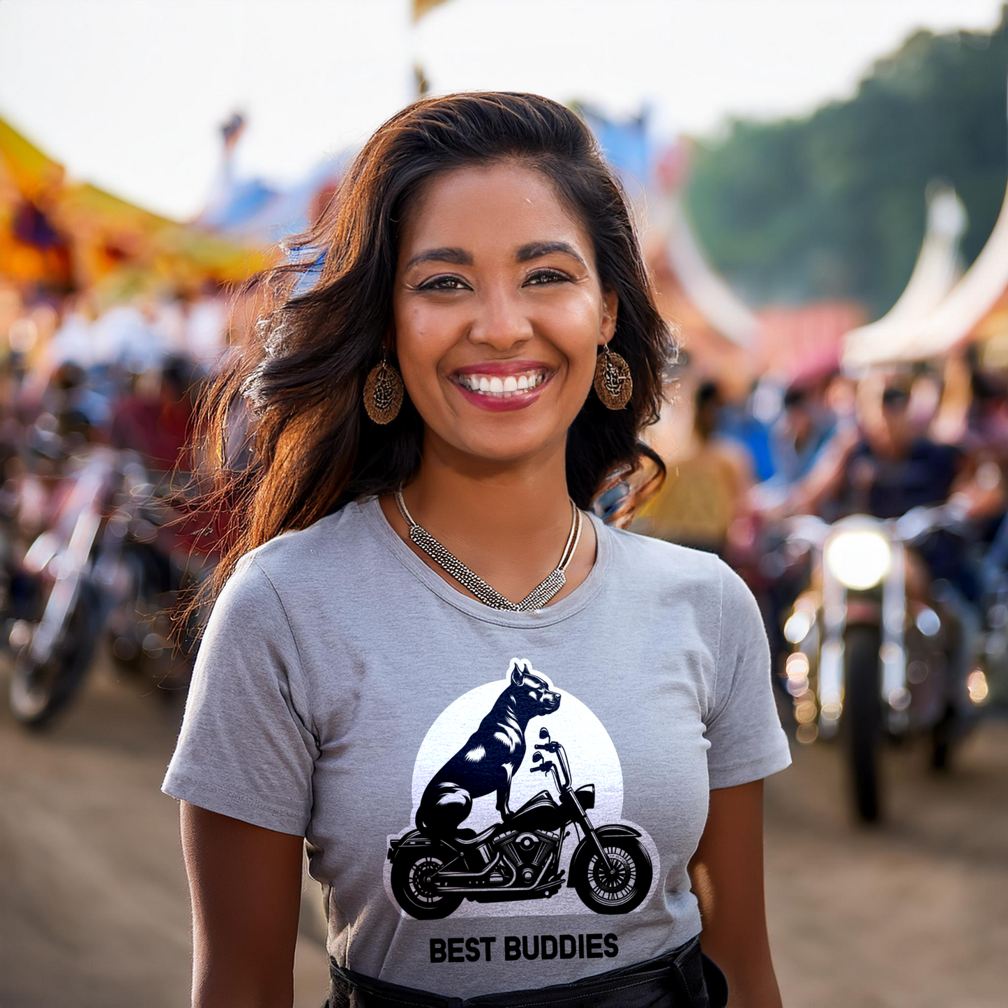 Pit Bull Silhouette Unisex T-Shirt | Motorcycle Enthusiasts Apparel | Black Text